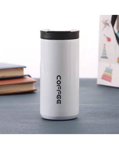 Термокружка для горячих и холодных напитков Coffee cup, 400 мл, нержавеющая сталь, белый