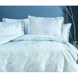 Комплект постельного белья Yataş Dena, пододеяльник 200x220 см, простыня 240x260 см, 2 наволочки 50x70 см, двуспальный, хлопок, голубой