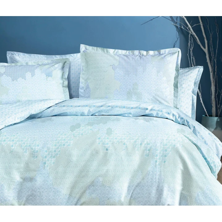 Комплект постельного белья Yataş Dena, пододеяльник 200x220 см, простыня 240x260 см, 2 наволочки 50x70 см, двуспальный, хлопок, голубой
