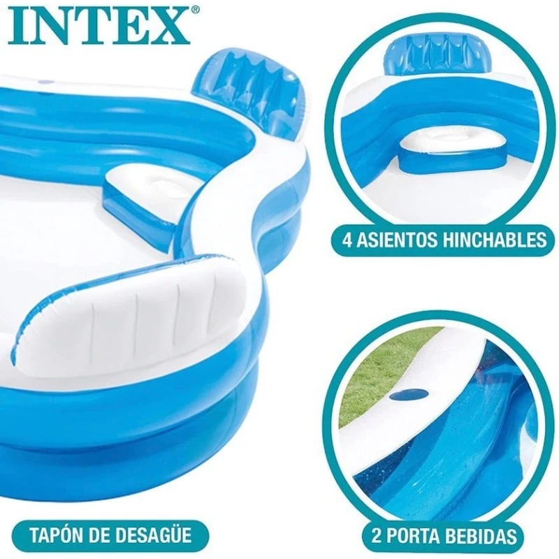 Надувной бассейн Intex H562025475, синий, 229x229x66 см, 990 л
