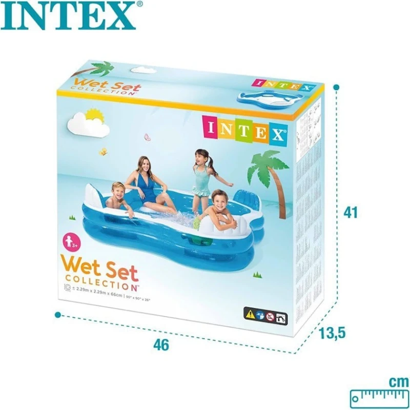 Надувной бассейн Intex H562025475, синий, 229x229x66 см, 990 л