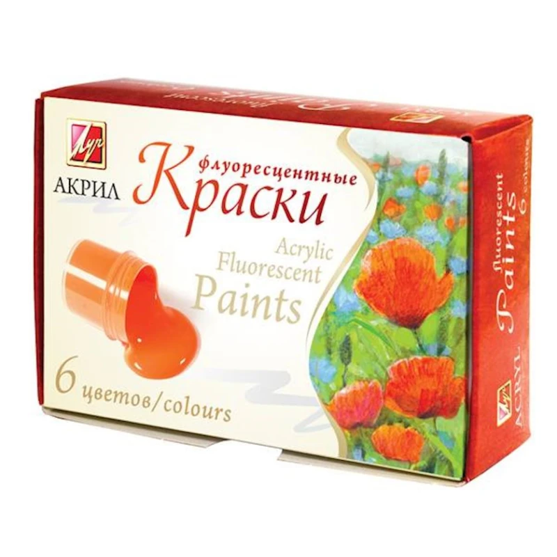 Набор акриловых красок Луч флуоресцентные, 6 цветов 20 мл