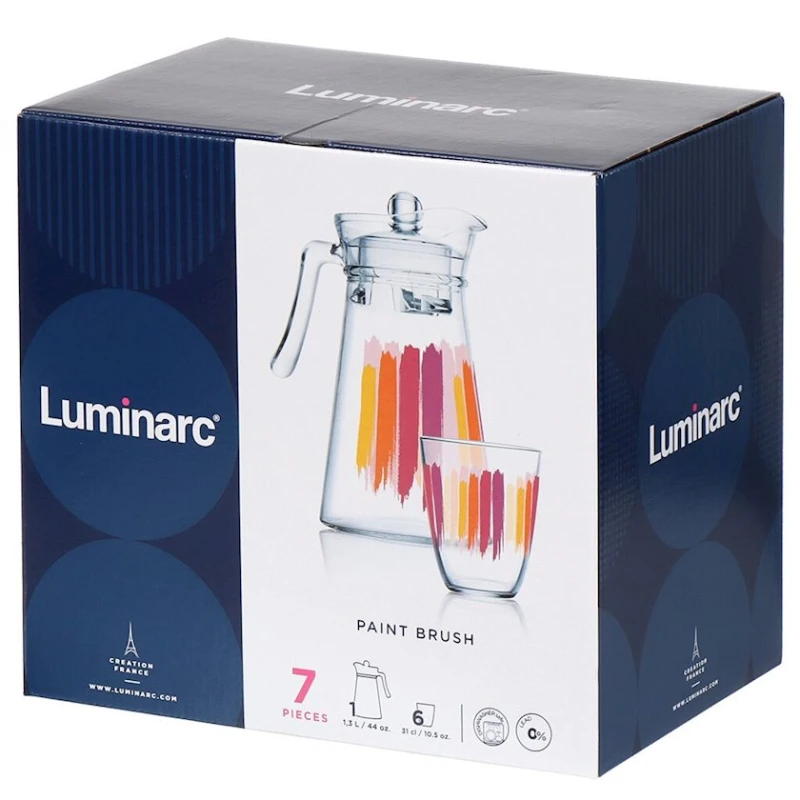 Набор Luminarc Paint Brush Q4110, графин 1300 мл, 6 стаканов 310 мл Набор Luminarc Paint Brush Q4110, графин 1300 мл, 6 стаканов 310 мл