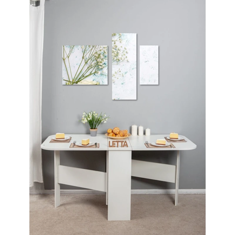 Обеденный стол, белый, ЛДСП, 160x75x75 см Обеденный стол, белый, ЛДСП, 160x75x75 см