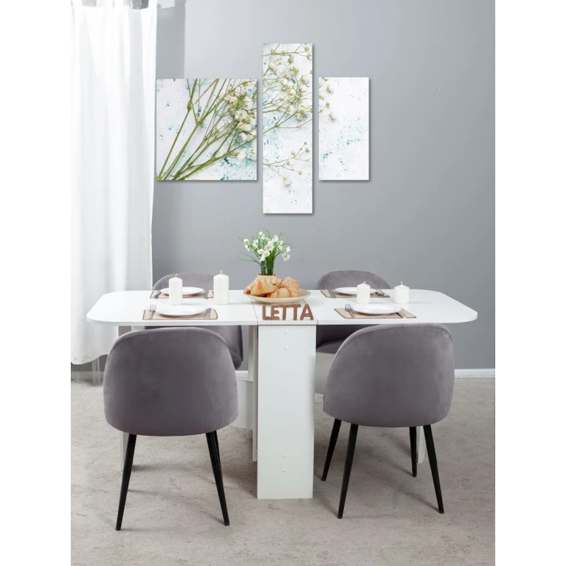 Обеденный стол, белый, ЛДСП, 160x75x75 см Обеденный стол, белый, ЛДСП, 160x75x75 см