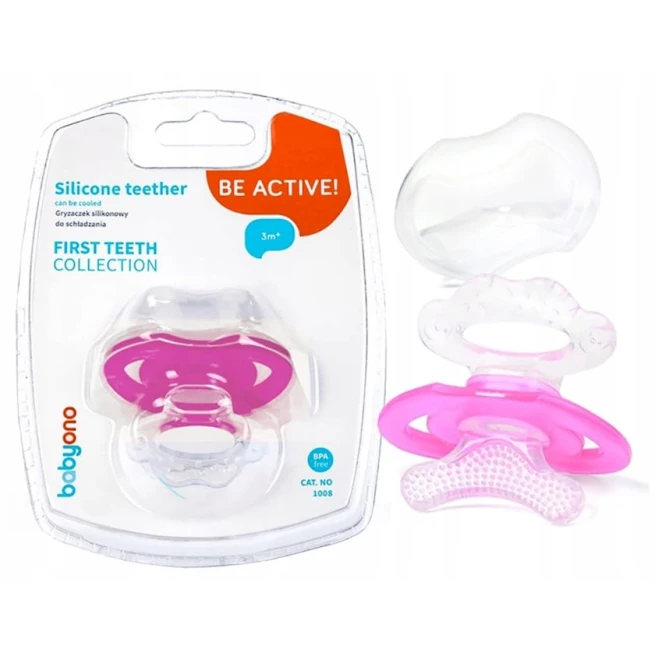 Прорезыватель BabyOno, охлаждающий, с 3 месяцев, силикон, розовый Прорезыватель BabyOno, охлаждающий, с 3 месяцев, силикон, розовый