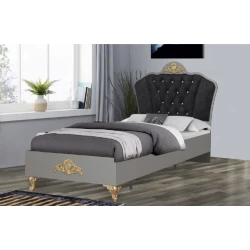 Односпальная кровать Oskar, ламинат, серая, 110x114x200 см