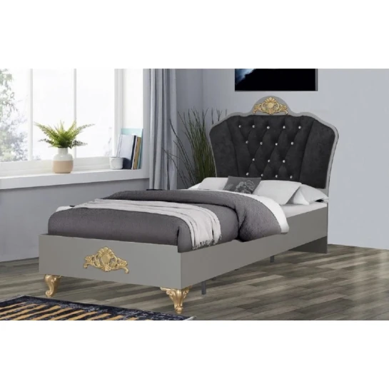 Односпальная кровать Oskar, ламинат, серая, 110x114x200 см Односпальная кровать Oskar, ламинат, серая, 110x114x200 см