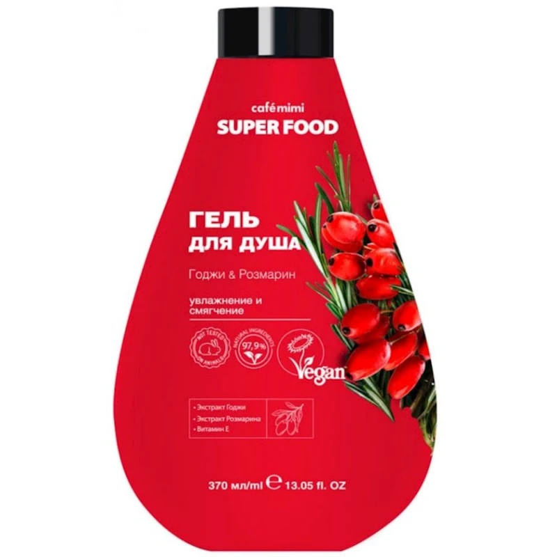 Duş geli Cafe Mimi Super Food Goji və Rozmarin, 370 ml Duş geli Cafe Mimi Super Food Goji və Rozmarin, 370 ml
