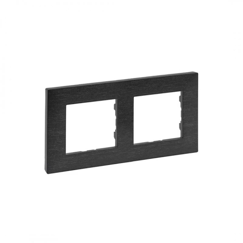 Двойная горизонтальная рамка Legrand Raventi 768382, пластик/стекло, черный