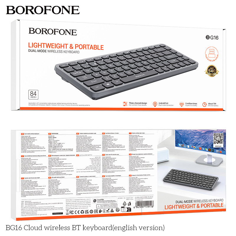 Клавиатура Borofone BG16 Cloud Black Клавиатура Borofone BG16 Cloud Black