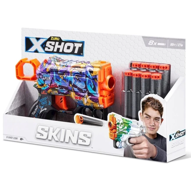 Бластер Zuru X-Shot Skins Menace Spray Tag, 8 дротиков, 8+, разноцветный