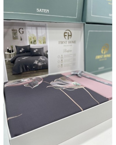 Yataq dəsti First Home FS-550, yorğan üzü 200x220 sm, mələfə 240x260 sm, yastıq üzləri 50x70 sm, satin, rəngbərəng