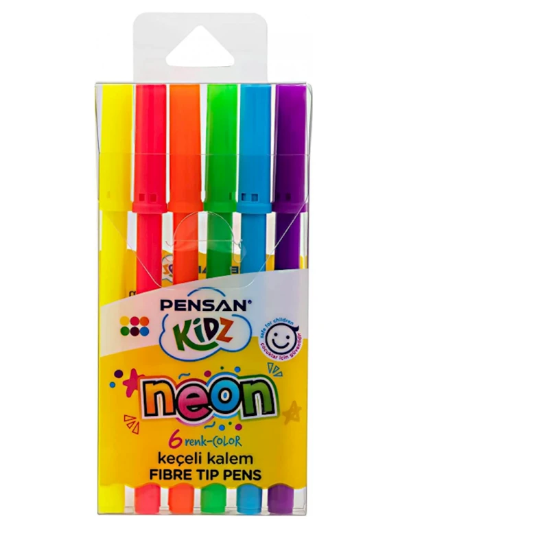 Набор фломастеров Pensan Neon Eco Kidz Fibre Tip Pens Neon 6R 99075, 6 цветов Набор фломастеров Pensan Neon Eco Kidz Fibre Tip Pens Neon 6R 99075, 6 цветов
