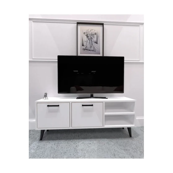 Тумба под ТВ Ev Plus Reyn, ЛДСП, белая, 160x48x29 см Тумба под ТВ Ev Plus Reyn, ЛДСП, белая, 160x48x29 см