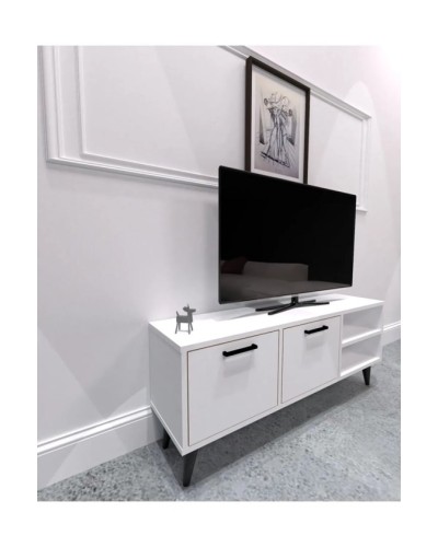 TV üçün tumba Ev Plus Reyn, LDSP, ağ, 160x48x29 sm