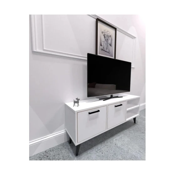 Тумба под ТВ Ev Plus Reyn, ЛДСП, белая, 160x48x29 см Тумба под ТВ Ev Plus Reyn, ЛДСП, белая, 160x48x29 см