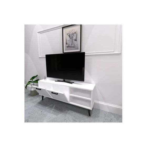 Тумба под ТВ Ev Plus Reyn, ЛДСП, белая, 160x48x29 см Тумба под ТВ Ev Plus Reyn, ЛДСП, белая, 160x48x29 см