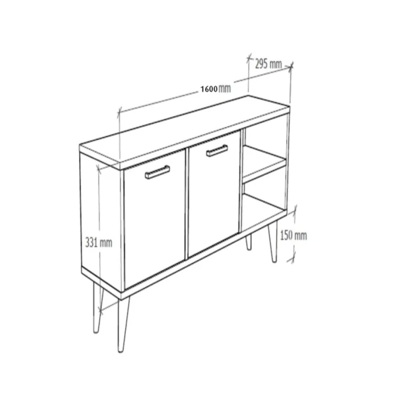 Тумба под ТВ Ev Plus Reyn, ЛДСП, белая, 160x48x29 см Тумба под ТВ Ev Plus Reyn, ЛДСП, белая, 160x48x29 см