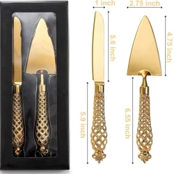 Лопатка и нож для торта Shengya MK027, золотистый