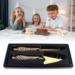 Лопатка и нож для торта Shengya MK027, золотистый