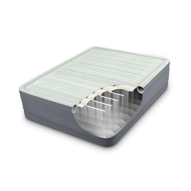 Надувной двухспальный матрас Intex Queen PremAire 64906 со встроенным насосом 220В, серый, 203х152х46 см Надувной двухспальный матрас Intex Queen PremAire 64906 со встроенным насосом 220В, серый, 203х152х46 см