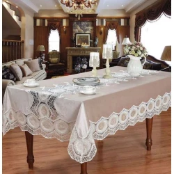 Скатерть Sahara SHA-00002882, прямоугольная, велюр, бежевая, 100х150 см