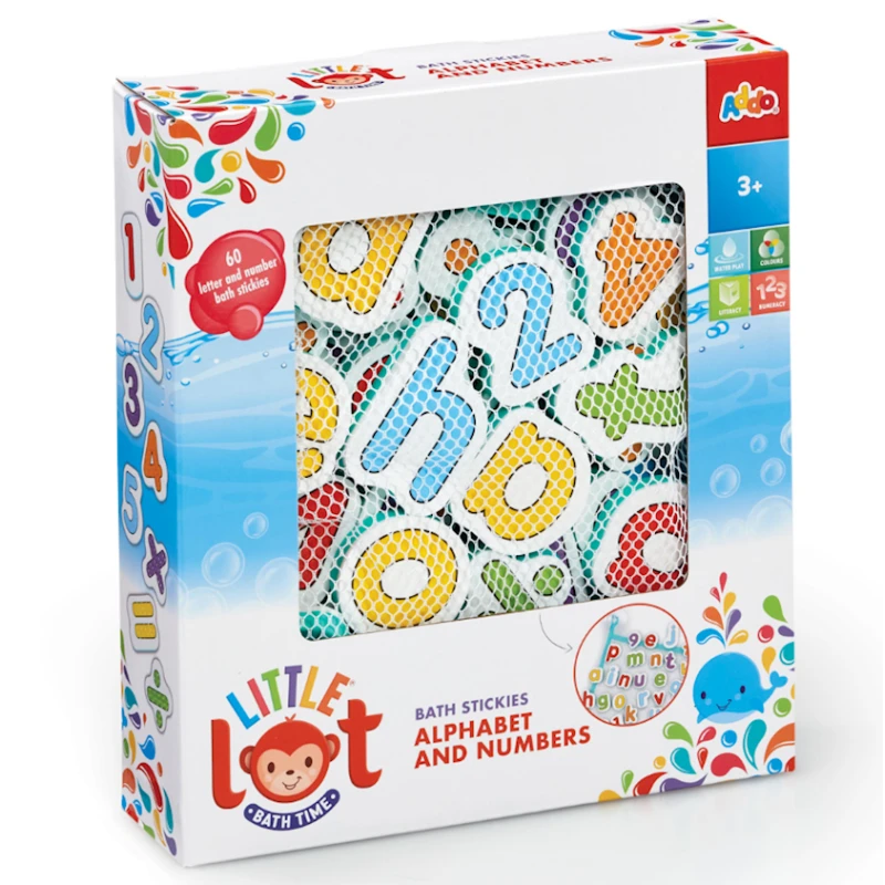 Развивающий стикеры для ванны Addo Little Lit Bathtime Alphabet and Number Stickies, 45 шт, 3+ лет Развивающий стикеры для ванны Addo Little Lit Bathtime Alphabet and Number Stickies, 45 шт, 3+ лет