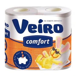 Tualet kağızı Veiro Comfort, 2 qat, 4 rulon, ağ