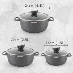 Набор кастрюль Life Smile LF-QZ-002, гранит, черный, 3 предмета