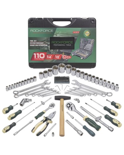 Alətlər dəsti Rock FORCE RF-41101-5, 110 hissə, 1/4'' & 1/2'' (6-künc), 5-32 mm