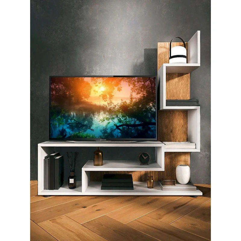 TV üçün tumba 3563_StellajTVEcoMIX, 110x109x25 sm, LDSP, ağ TV üçün tumba 3563_StellajTVEcoMIX, 110x109x25 sm, LDSP, ağ