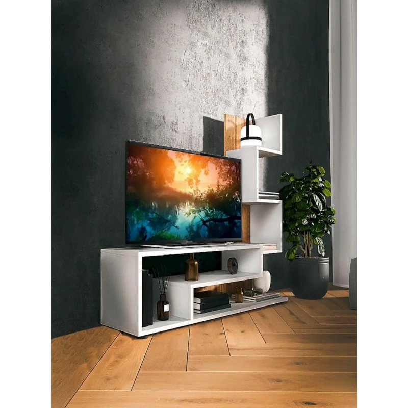 TV üçün tumba 3563_StellajTVEcoMIX, 110x109x25 sm, LDSP, ağ TV üçün tumba 3563_StellajTVEcoMIX, 110x109x25 sm, LDSP, ağ