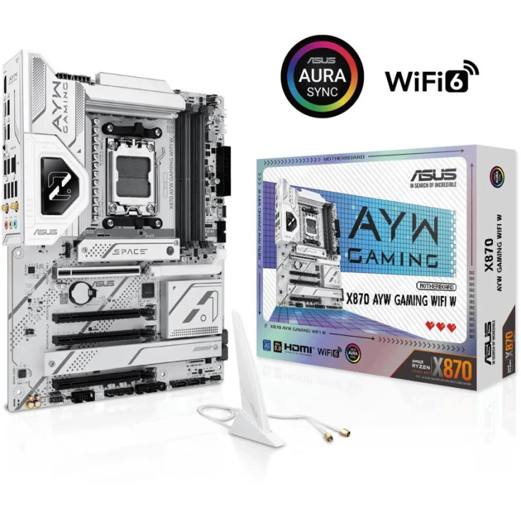 Материнская плата ASUS X870AYW GAMING WIFI W ATX, Socket AM5, DDR5, WiFi 6, PCIe 5.0, 3M.2, 2.5Gb LAN Материнская плата ASUS X870AYW GAMING WIFI W ATX, Socket AM5, DDR5, WiFi 6, PCIe 5.0, 3M.2, 2.5Gb LAN