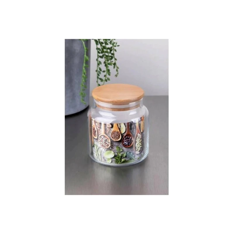 Saxlama üçün banka dəsti 5002, 2 əd, 500 ml, şüşə/bambuk, şəffaf‍