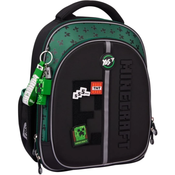 Школьный рюкзак Yes S-109 Minecraft Team, EVA/полиэстер, 37x26x13 см, чёрный/зелёный