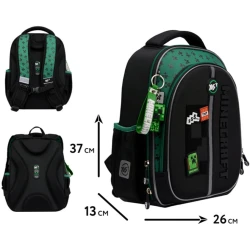 Школьный рюкзак Yes S-109 Minecraft Team, EVA/полиэстер, 37x26x13 см, чёрный/зелёный