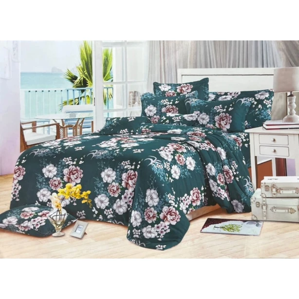 Комплект постельного белья Luxe Cotton LX-MK-0018, простыня 200x220 см, пододеяльник 200x220 см, наволочки 50x70 см, двуспальный, сатин, зеленый Комплект постельного белья Luxe Cotton LX-MK-0018, простыня 200x220 см, пододеяльник 200x220 см, наволочки 50x70 см, двуспальный, сатин, зеленый