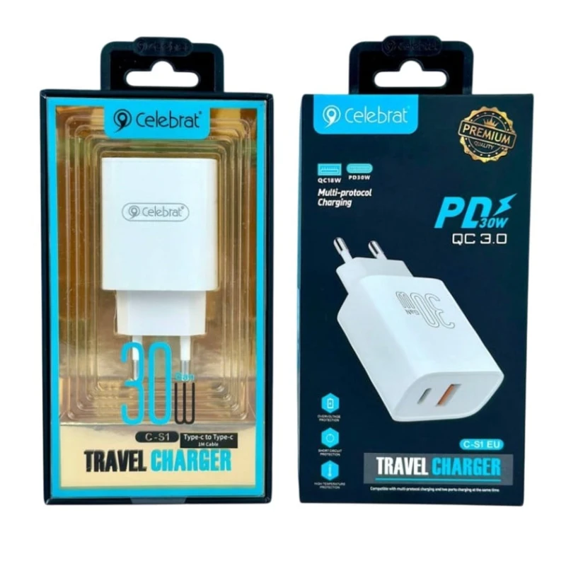 Сетевое зарядное устройство Celebrat C-S1 EU, Белый Сетевое зарядное устройство Celebrat C-S1 EU, Белый