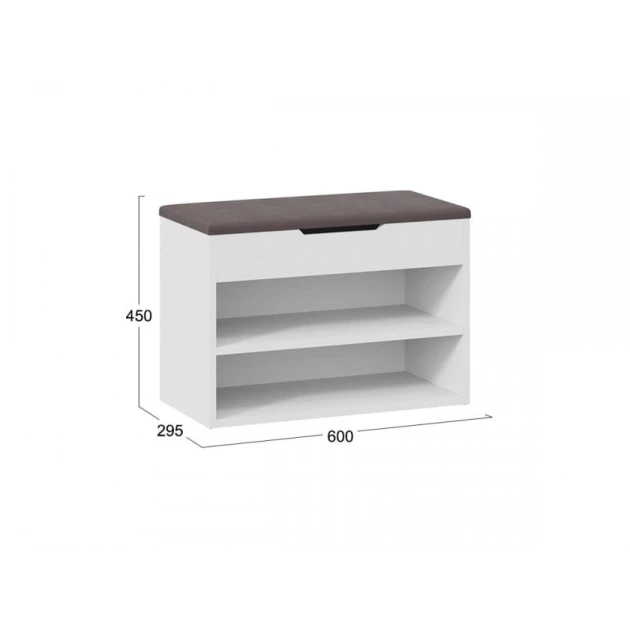 Тумба для обуви Art Mebel 2, ламинат, белая, 45х60х30 см