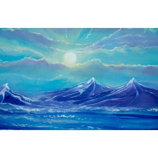 Rəsm Art by Ulviya Kakhramanova Dəniz mənzərəsi, kətan, yağlı, 50x77 sm