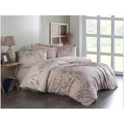 Комплект постельного белья Majoli Cotton SHA-00006112, простыня 240x260 см, пододеяльник 200x220 см, наволочка 50x70 см (2 шт), двуспальный, сатин, бежевый