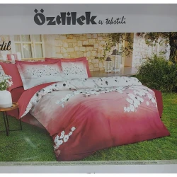 Комплект постельного белья Ozdilek 0000622, простыня 160х220, двуспальный, хлопок, белый/красный