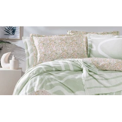 Yataq dəsti Yataş Lenzy, ikinəfərlik Avro mələfə ilə, yorğan üzü 200х220 sm, mələfə 240x260 sm, 4 əd yastıq üzü 50x70 sm, örtük-şal 230x240 sm, pambıq, Adaçayı