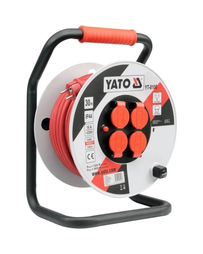 Uzadıcı Yato YT-8106, 30 m, 4-rozetkalı, qırmızı/boz