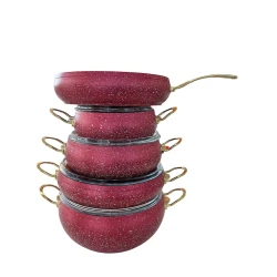 Yemək bişirmək üçün dəst ZGH_00112, qranit, qırmızı, 9 parça