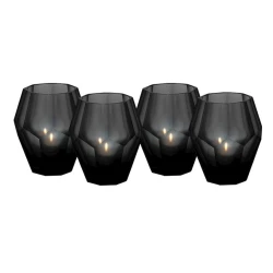 Şamdan dəsti Eichholtz Tealight Holder Okhto 108317, şüşə, 4 əd, qara