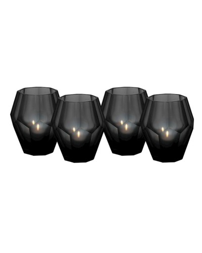Şamdan dəsti Eichholtz Tealight Holder Okhto 108317, şüşə, 4 əd, qara