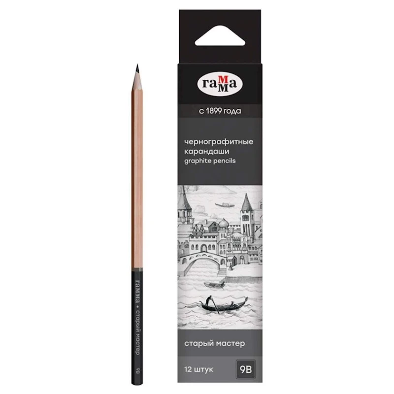 Графитовый карандаш Гамма Старый мастер 9B, 3.9 мм