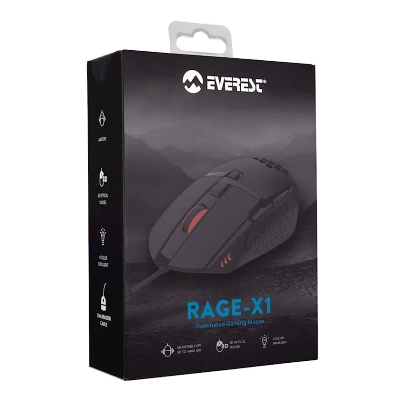 Мышь Everest RAGE-X1 Black Мышь Everest RAGE-X1 Black